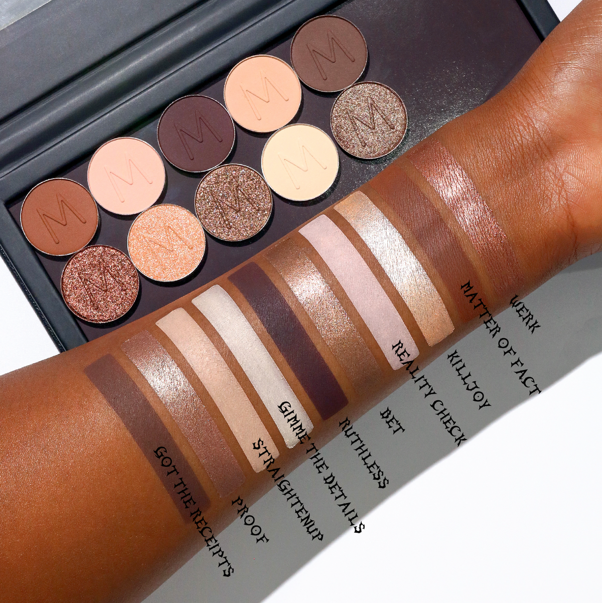 Eyeshadow Lineup finish swatches