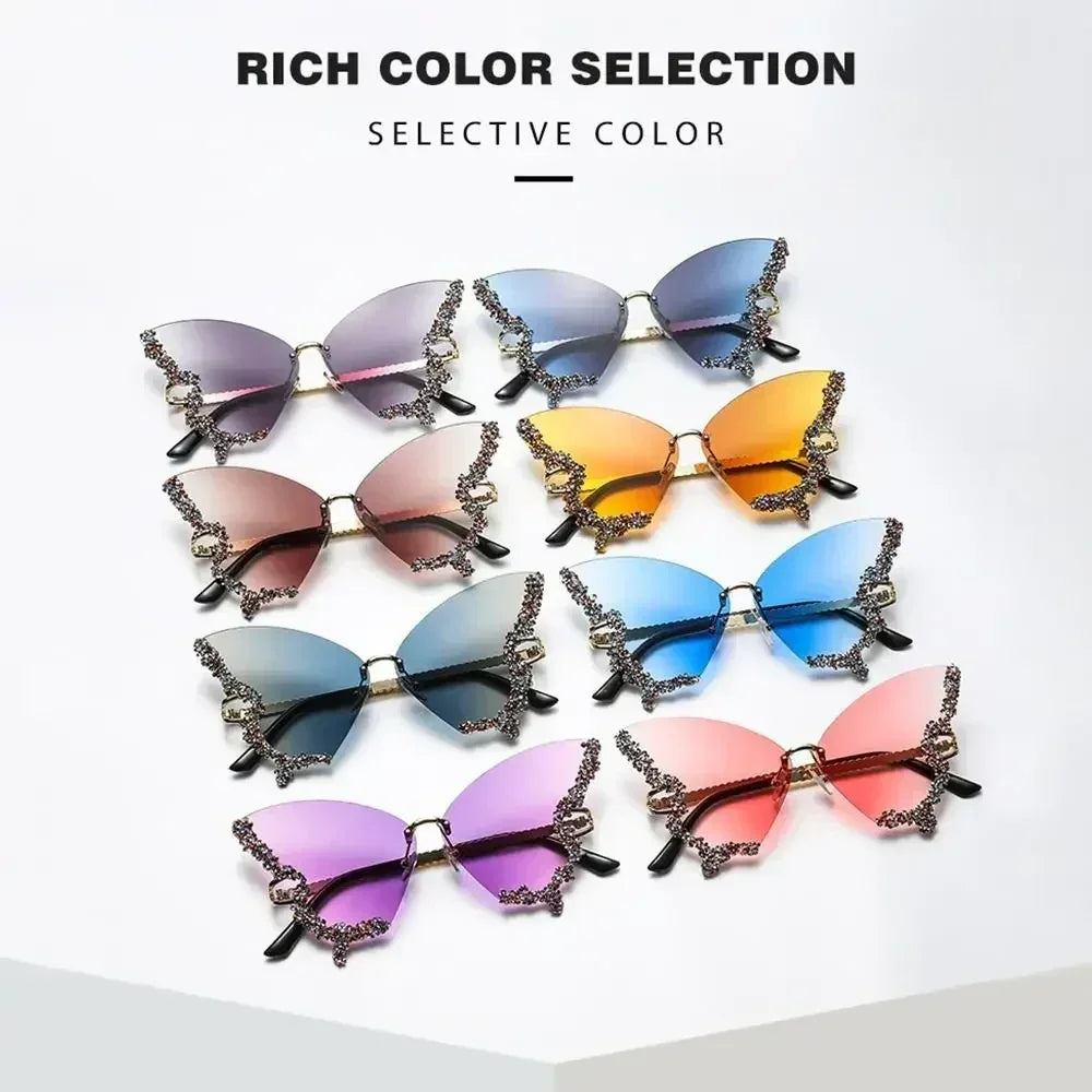 Oversized rhinestone sunglasses front view