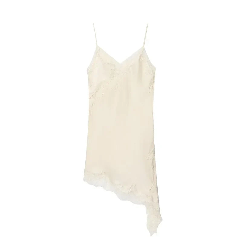 Satin Lace Slip Mini Dress strap and back detail