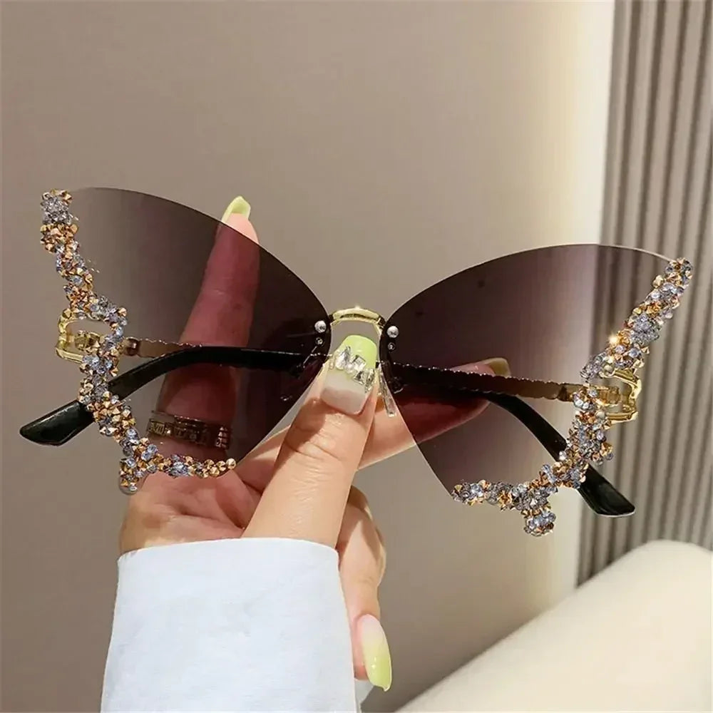 Butterfly fashion sunglasses frame close-up