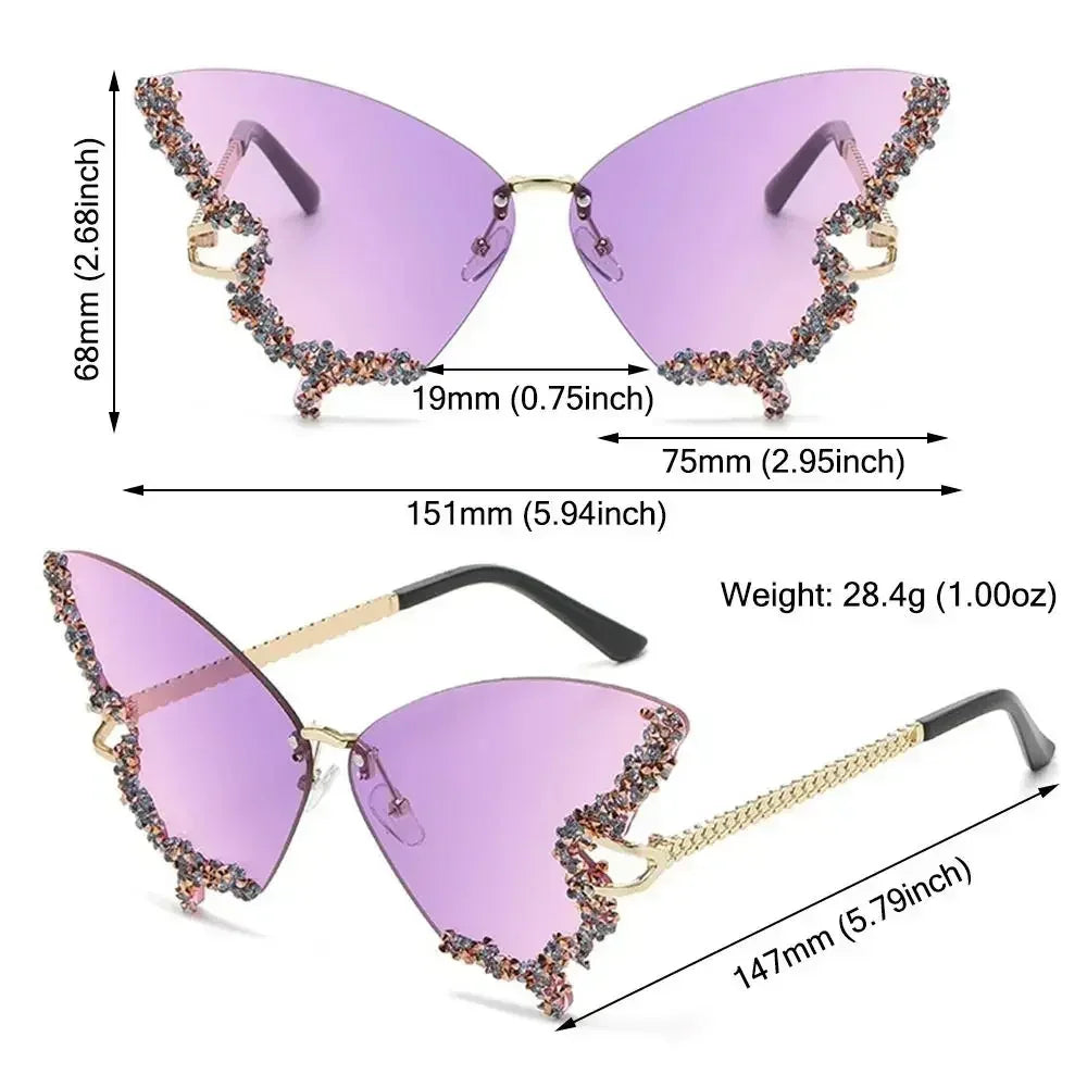 Statement butterfly sunglasses frame detail