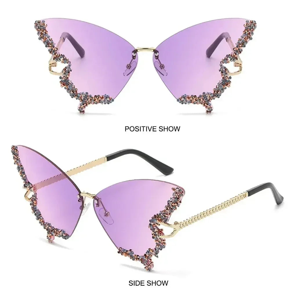 Butterfly statement sunglasses frame and lens view