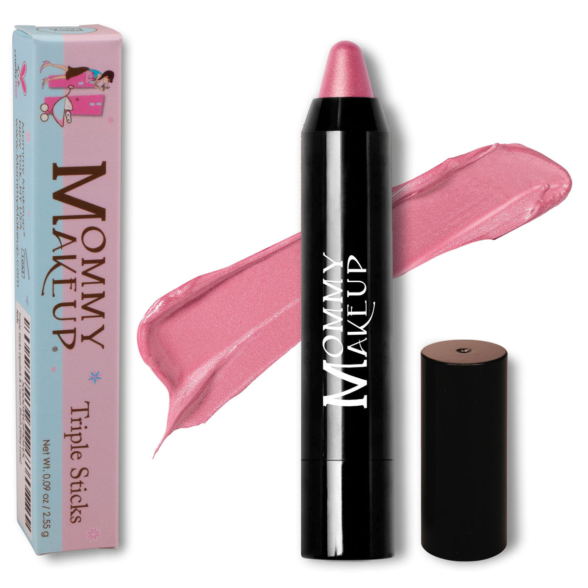 Mommy Makeup Triple Stick in Pink Daisy multi-use lip, cheek and eye color