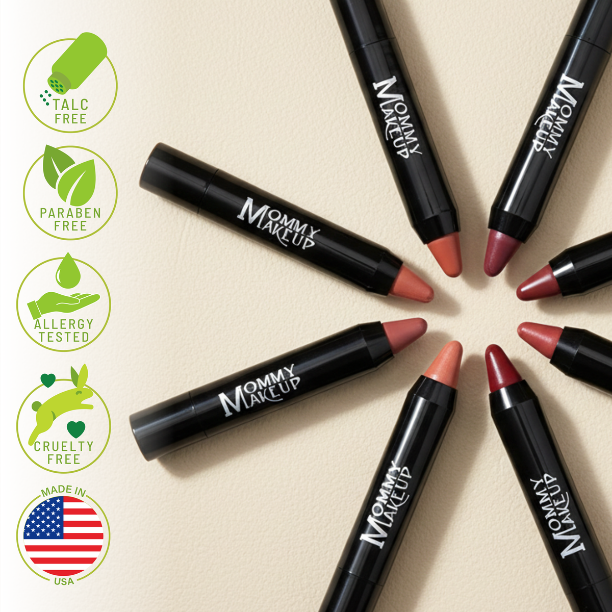 Mommy Makeup Triple Stick application and multi-use beauty features
