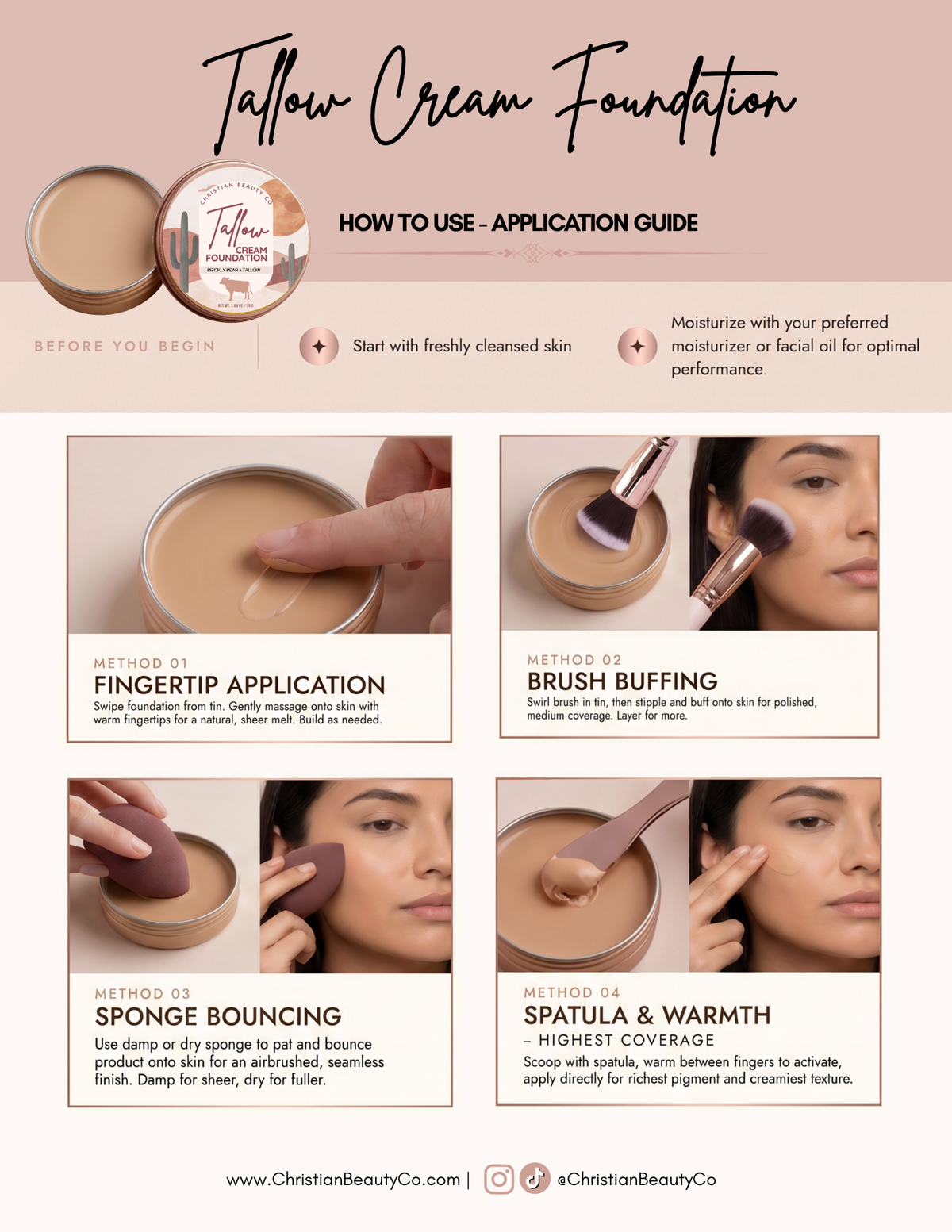 Tallow Cream Foundation product information graphic