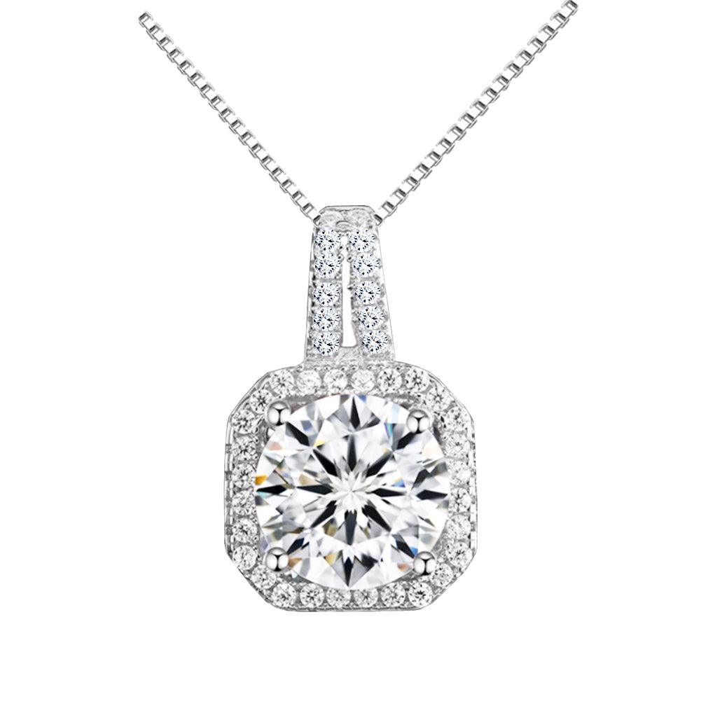 Two Carat Halo Cubic Zirconia Pendant Necklace – product image 1