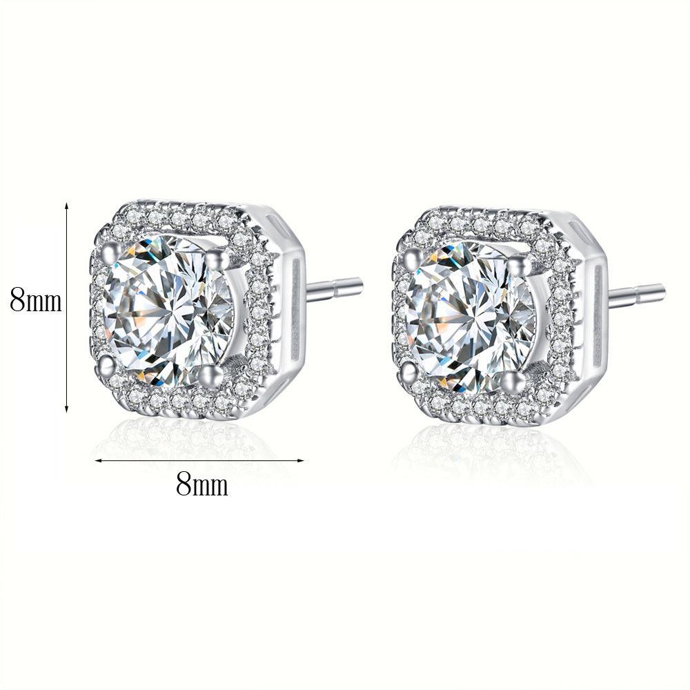 Katlyn crystal stud earring worn on ear
