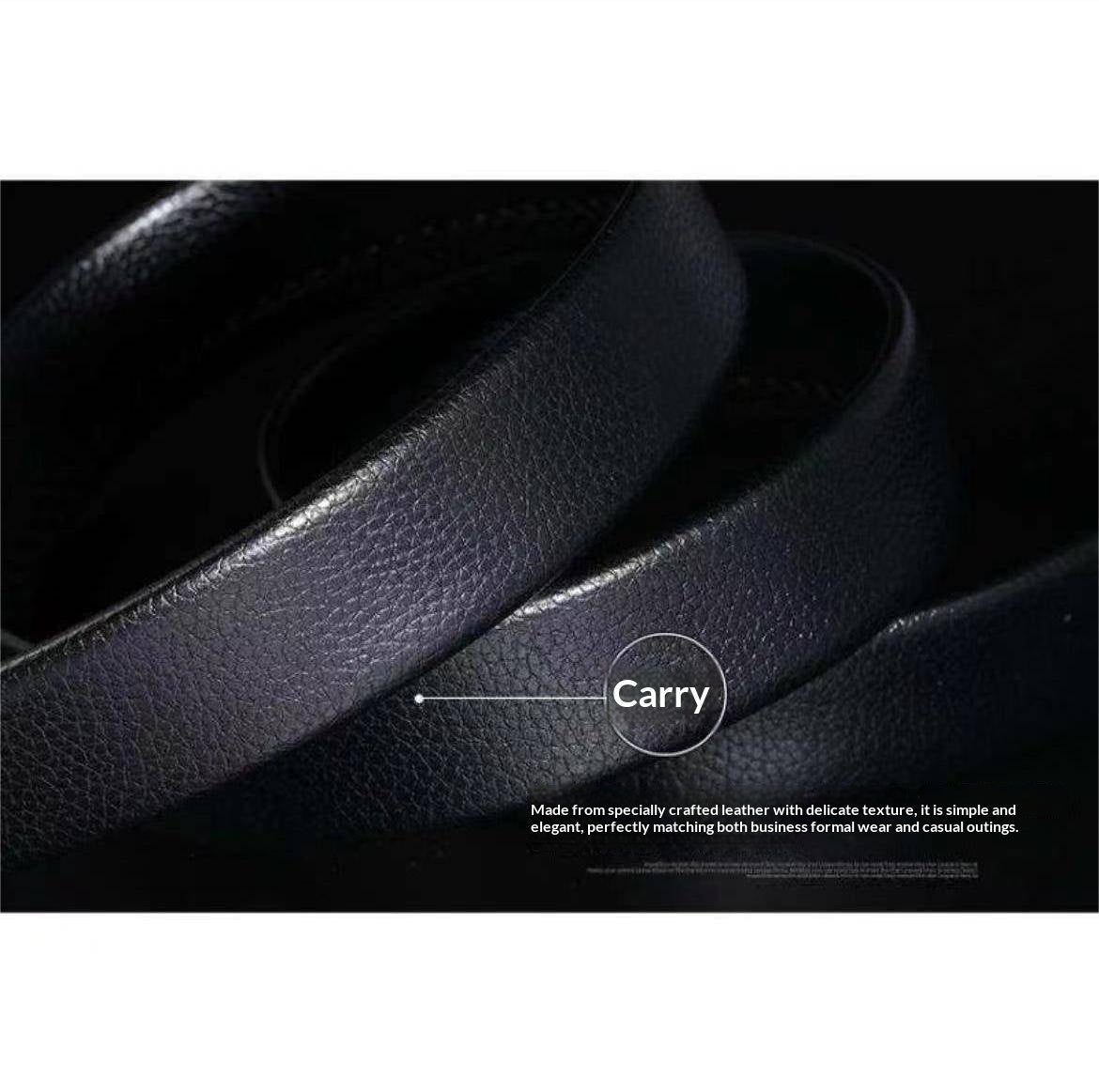 Men’s Black Faux-Leather Business Belt product view 3