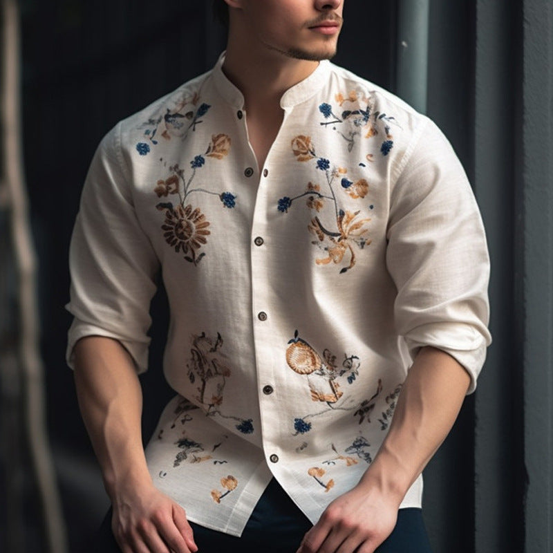 Men’s Breathable Long-Sleeve Printed Shirt – print design preview 8