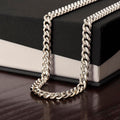 Men’s Cuban link chain necklace with polished metal finish