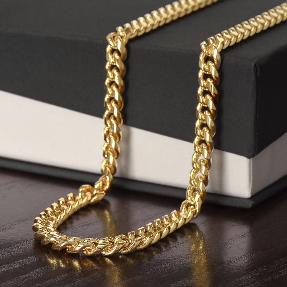 Men’s Cuban link chain necklace with gift box presentation