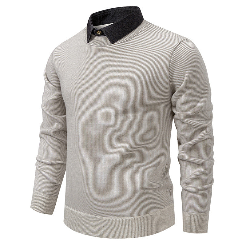 Men’s Layered-Look Fleece-Lined Sweater product view 2