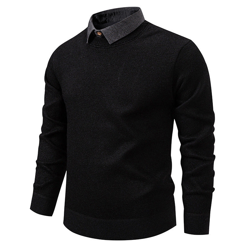 Men’s Layered-Look Fleece-Lined Sweater product view 4