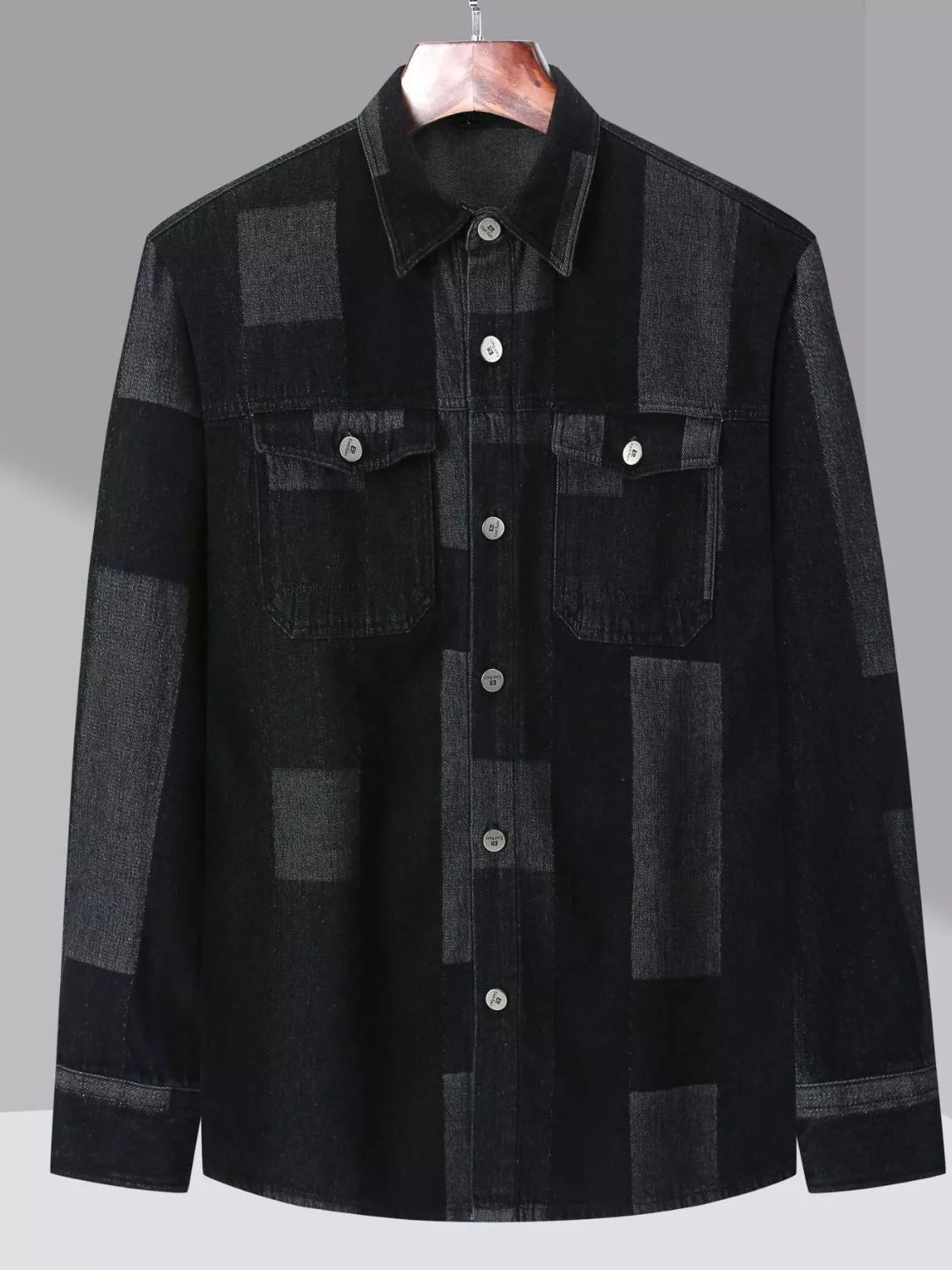 Men’s plus-size urban button-up denim jacket product image 2