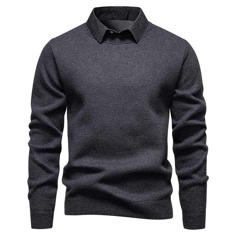 Men’s Layered-Look Fleece-Lined Sweater product view 8