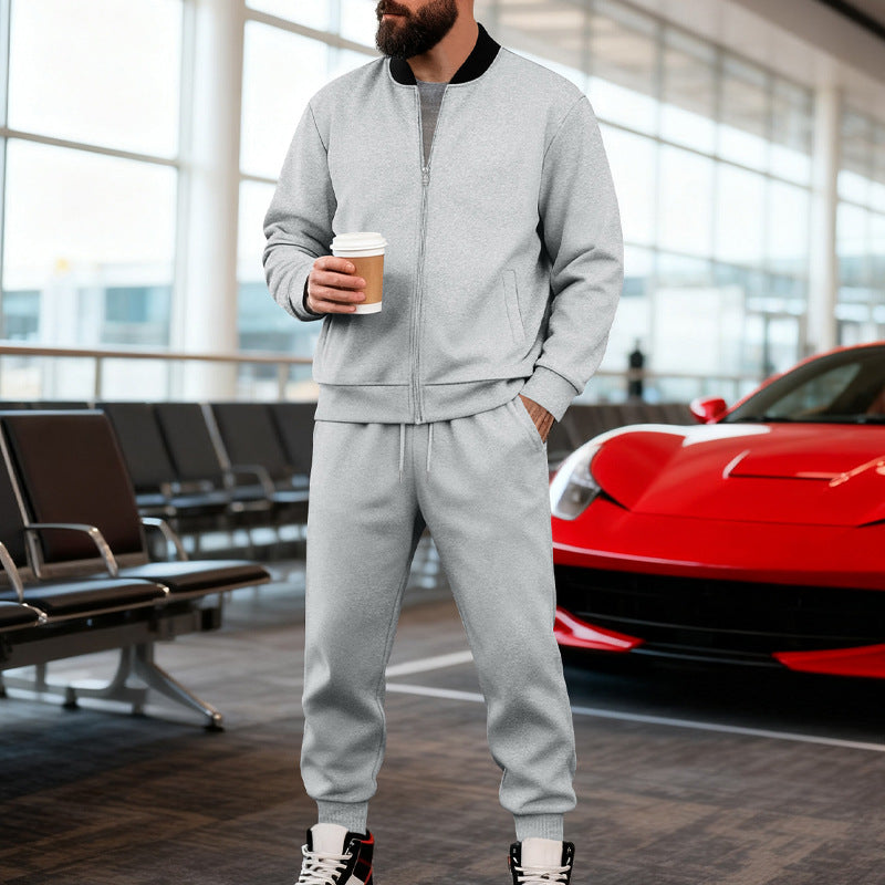 Men’s Zip-Up Baseball Jacket & Pants Set product view 9