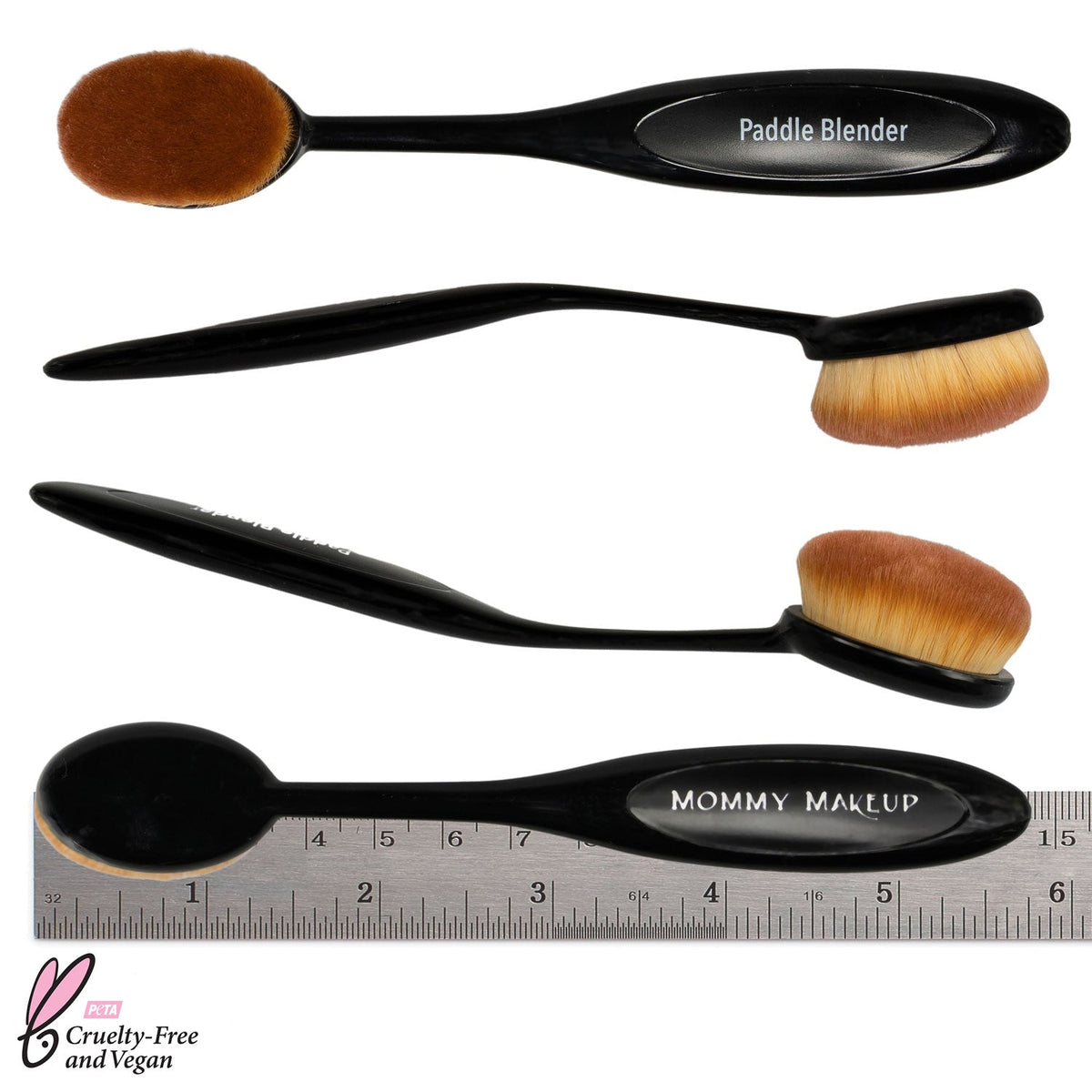 Black paddle blender makeup brush for concealer and primer application