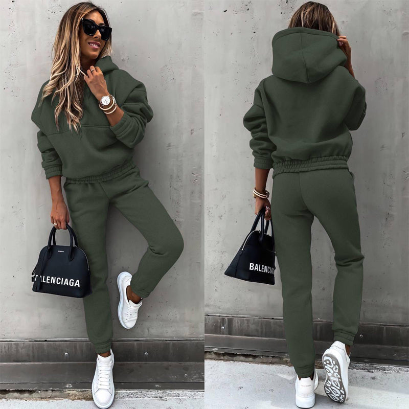 Women's cropped hoodie and jogger set side view