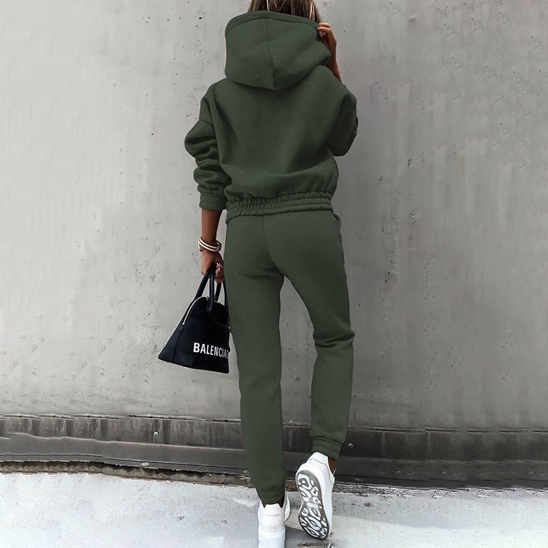 Cropped hoodie and jogger set relaxed styling view