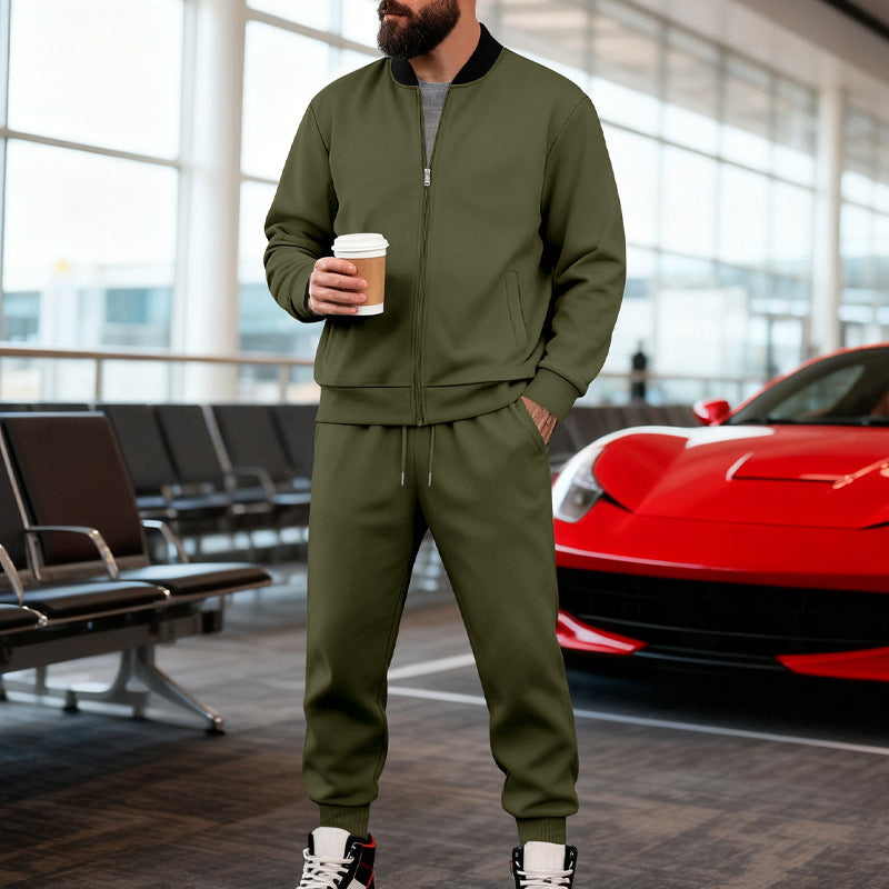 Men’s Zip-Up Baseball Jacket & Pants Set product view 11