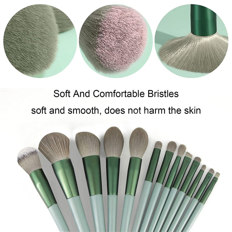 13-piece makeup brush collection with coordinated handles