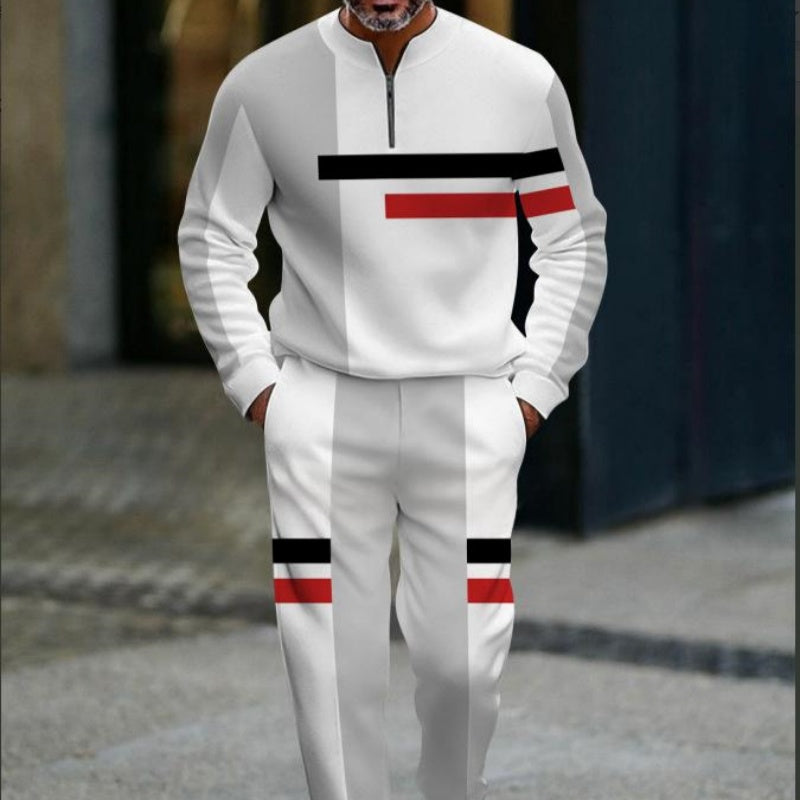 Men’s half-zip long-sleeve top and pants set by Arivon LLC