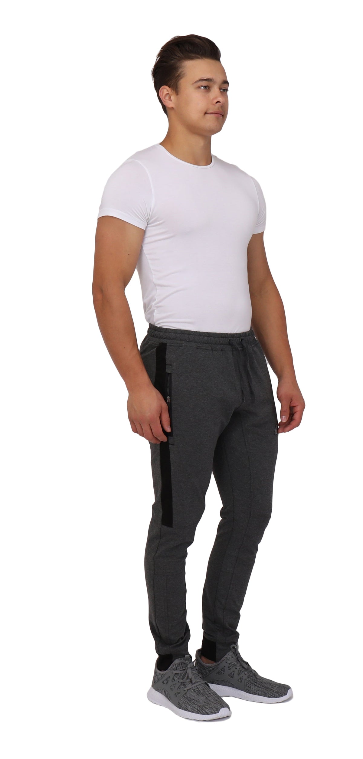 SCR Sportswear Infinite Flex Tall-Fit Jogger – Dark Grey/Black full front view