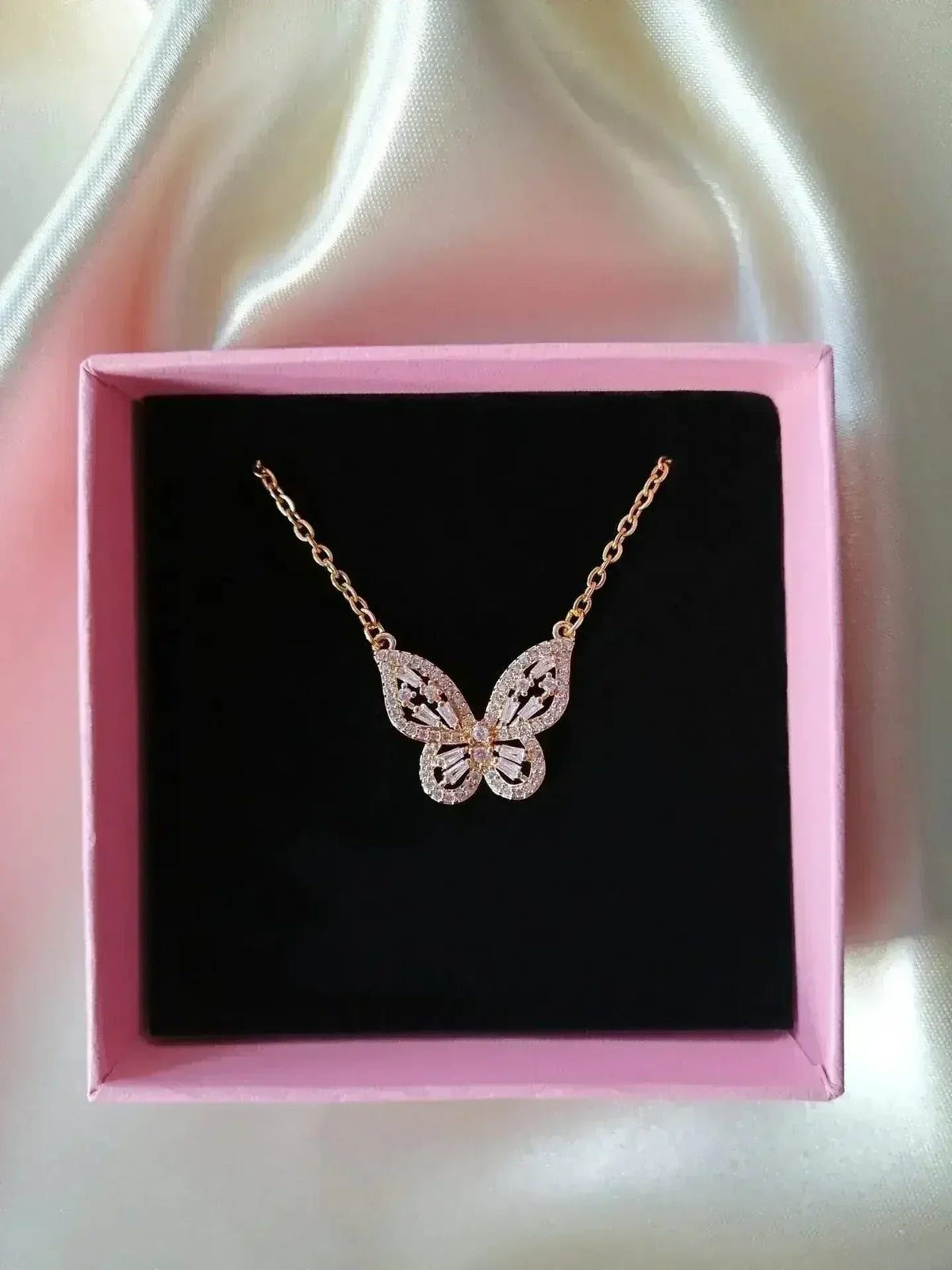 Butterfly pendant necklace in 24K gold-plated stainless steel alternate view