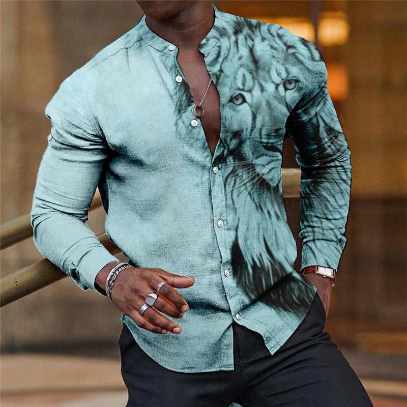 Men’s Breathable Long-Sleeve Printed Shirt – print design preview 11