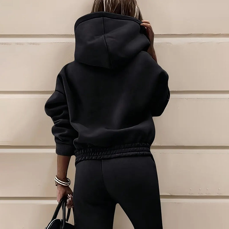Cropped hooded sweatshirt and tapered jogger set