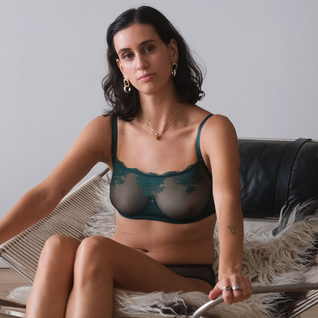 Kim High-Neck Sheer Lace Underwire Bra by Amour d’Agnette - alternate product view 18