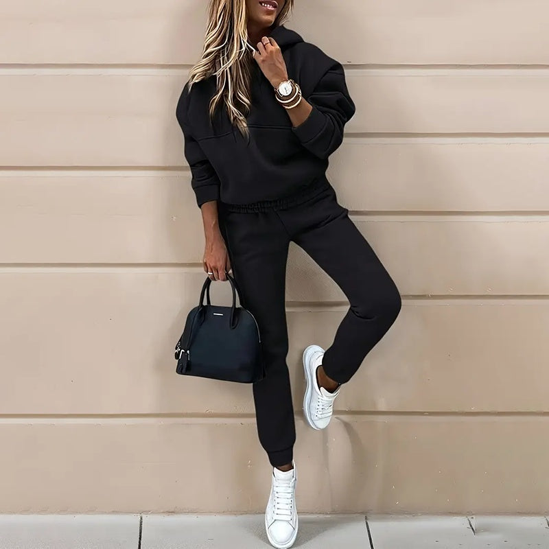 Women's monochrome hoodie and jogger set styled view