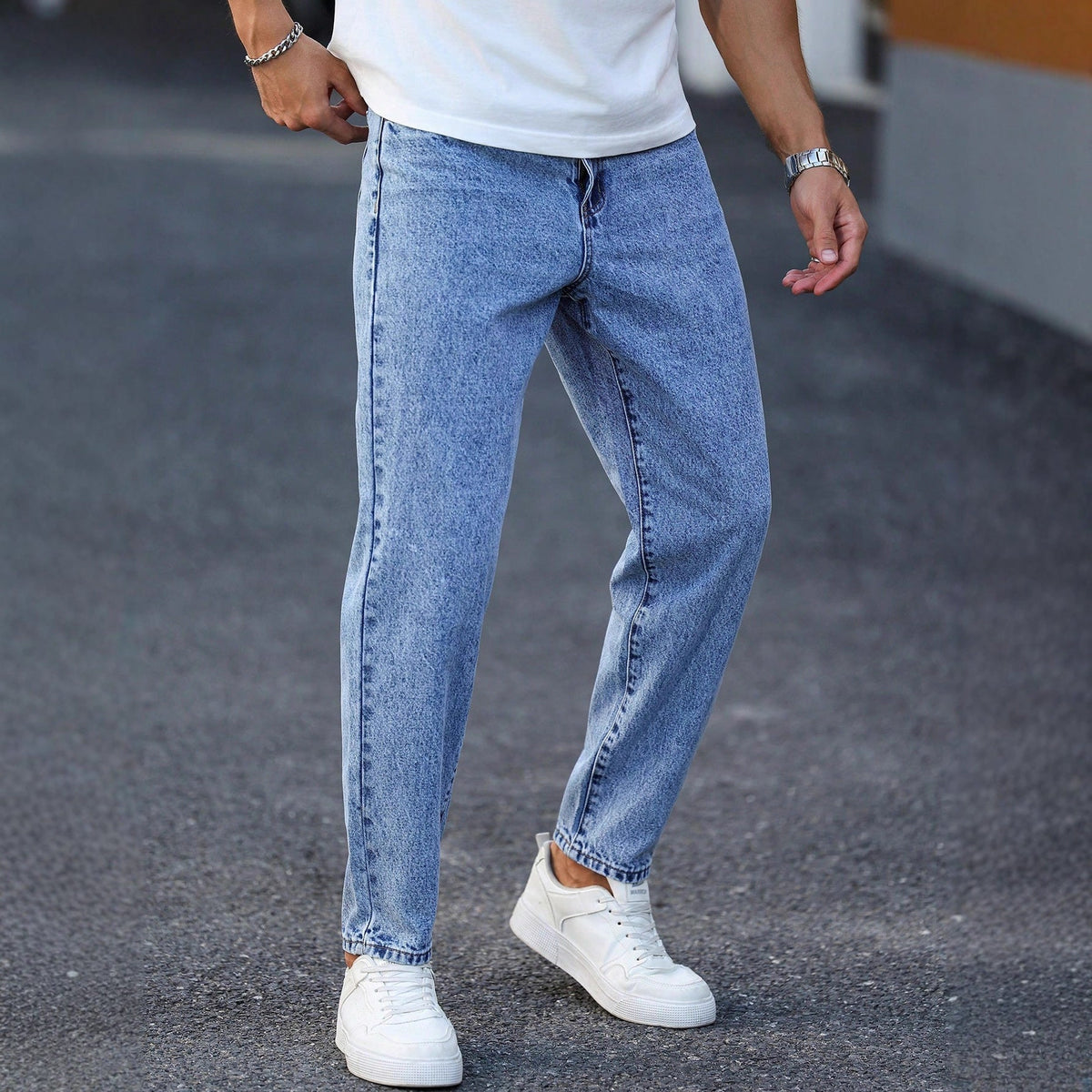 Men’s Light Blue Tapered Jeans – product view 4