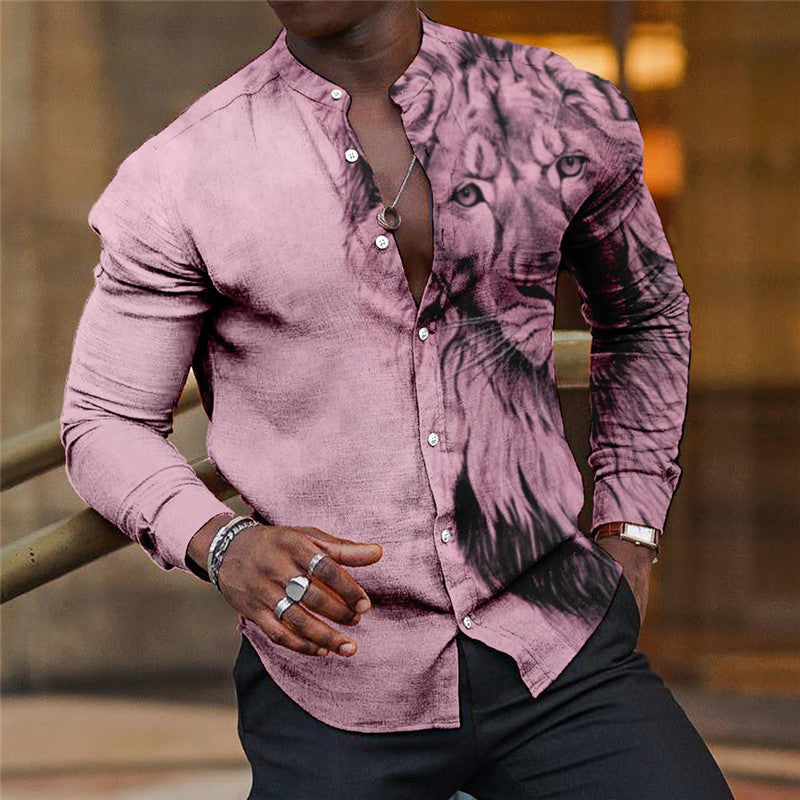 Men’s Breathable Long-Sleeve Printed Shirt – print design preview 10