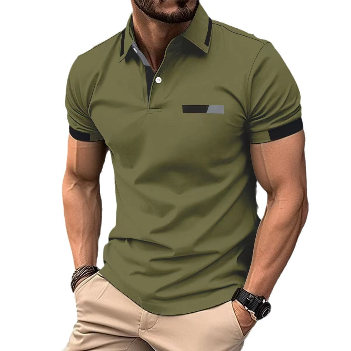 Men’s Striped Short-Sleeve Polo Shirt product view 5