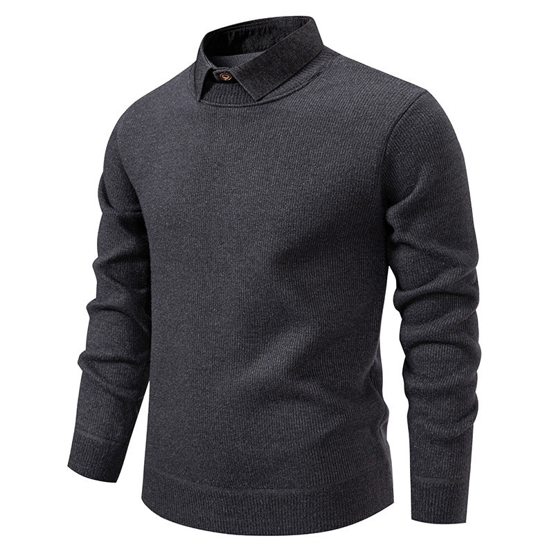 Men’s Layered-Look Fleece-Lined Sweater product view 3