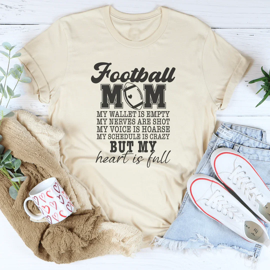 Football Mom My Wallet Is Empty graphic tee in Soft Cream