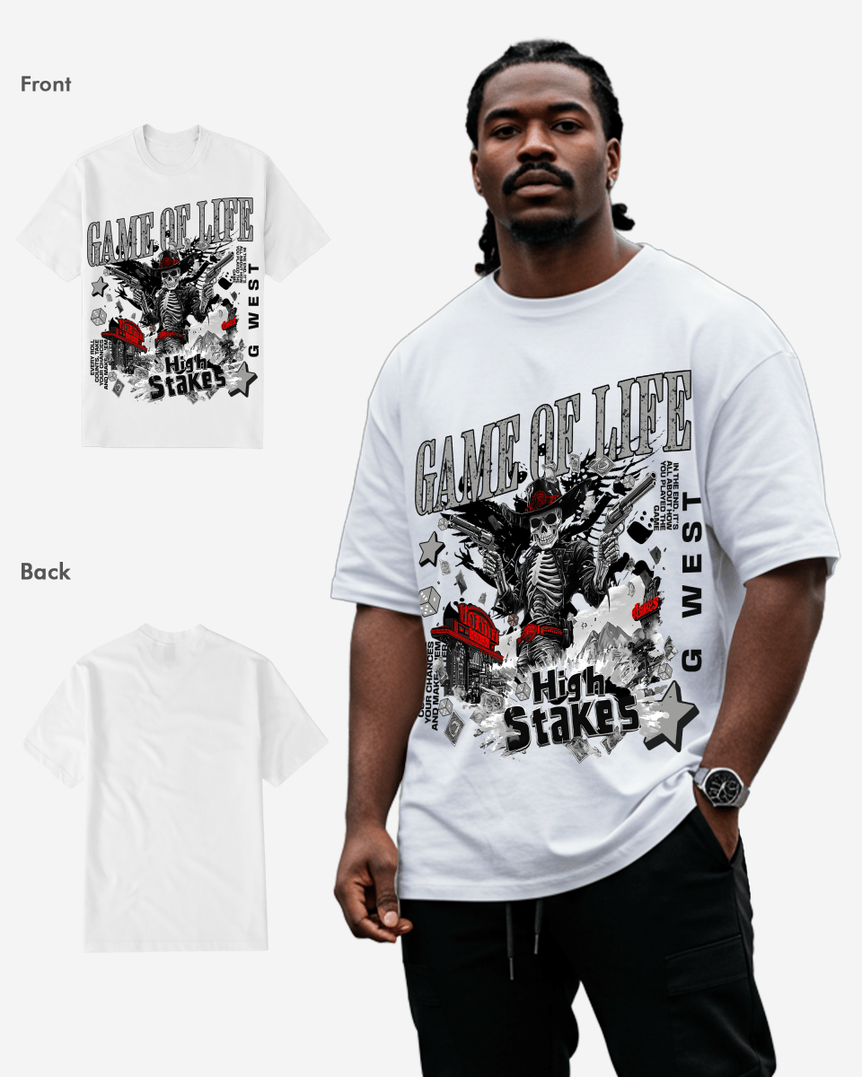 G West Game of Life White Grey big and tall graphic T-shirt supplier product image 2