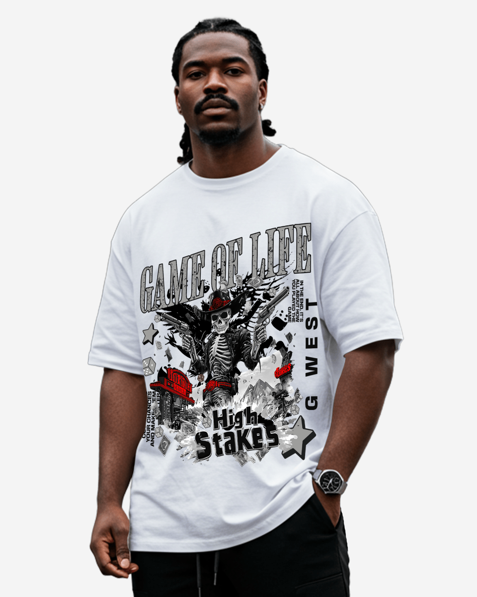 G West Game of Life White Grey big and tall graphic T-shirt supplier product image 1