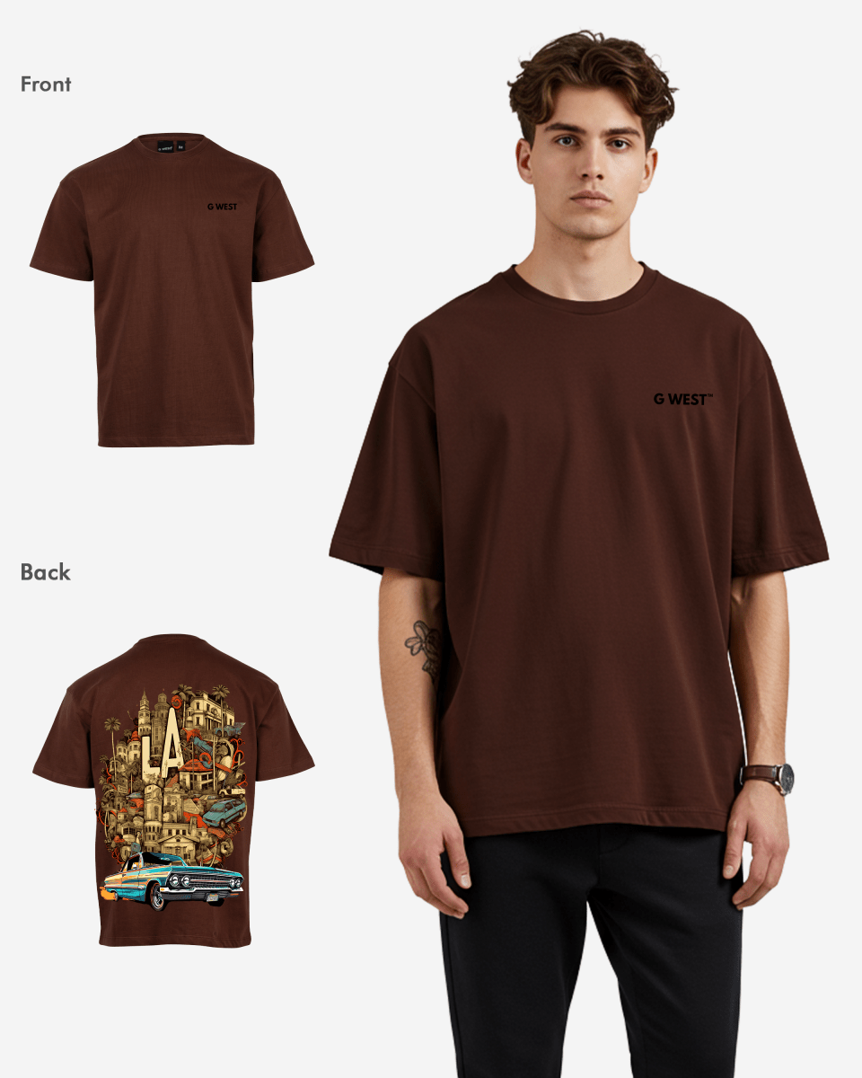 G West La Culture Oversized T-Shirt in Brown – product view 3