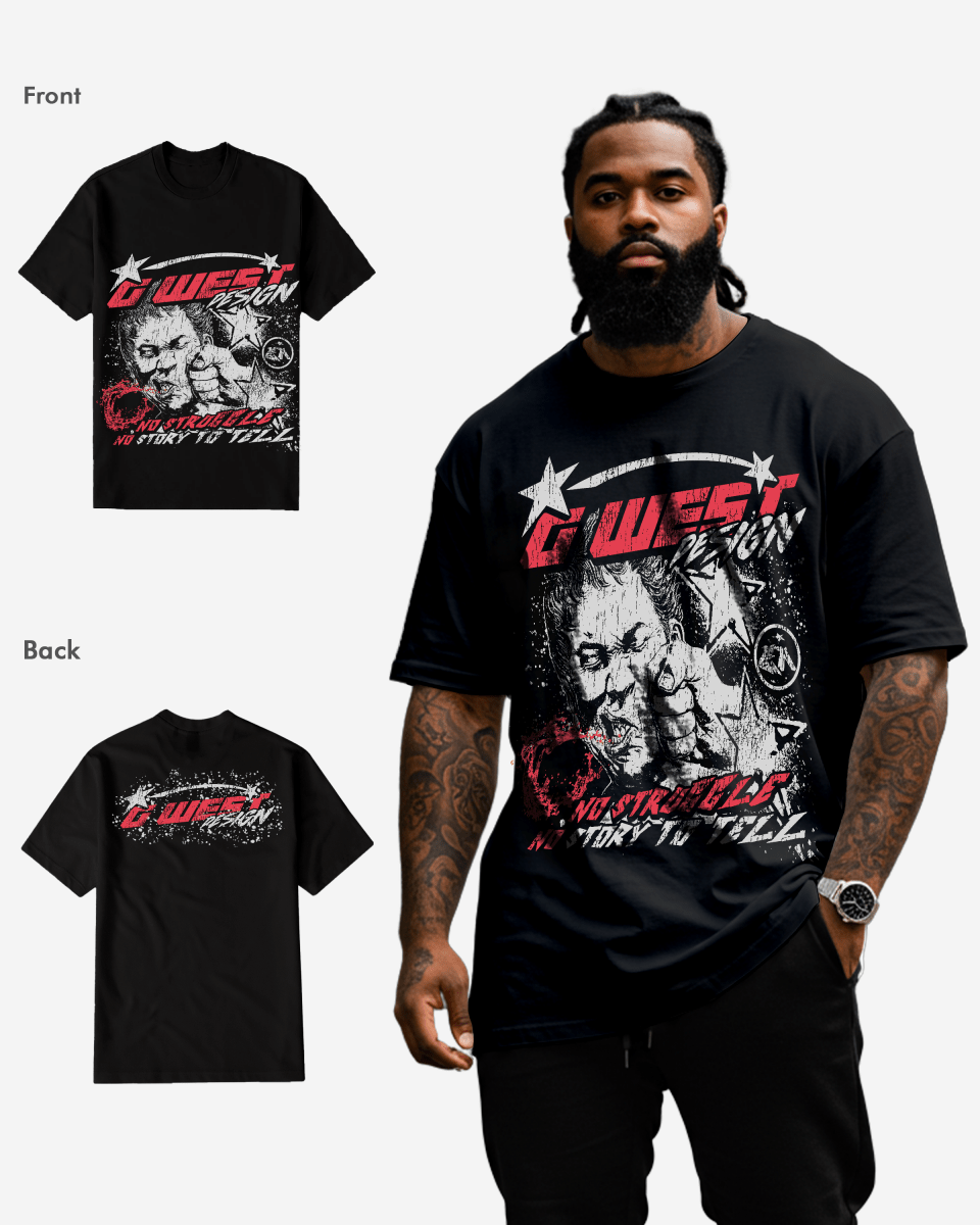 Black/Red men's No Struggle No Story Big & Tall graphic T-shirt – alternate product view