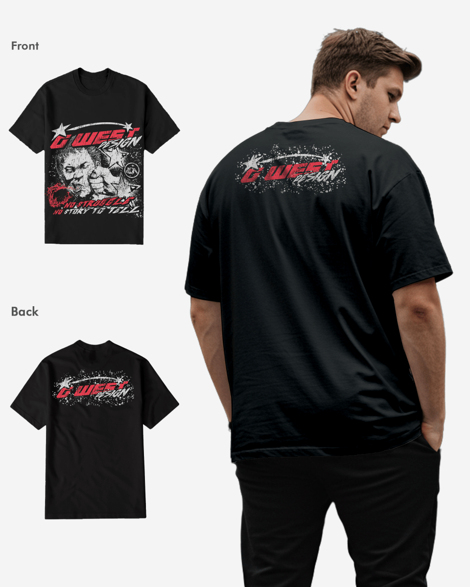 Black/Red men's No Struggle No Story Big & Tall graphic T-shirt – additional product view