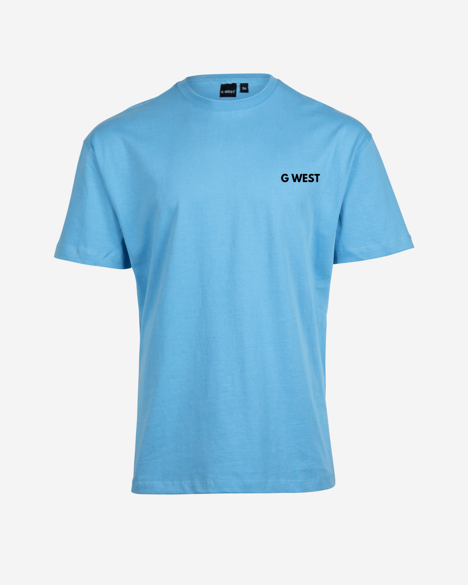 Men's heavyweight premium oversized T-shirt in light blue – product view