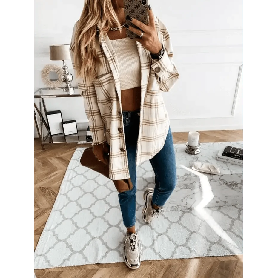 Stevvex Women's Oversized Plaid Shirt Jacket – product image 12
