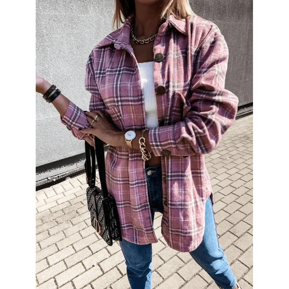 Stevvex Women's Oversized Plaid Shirt Jacket – product image 4