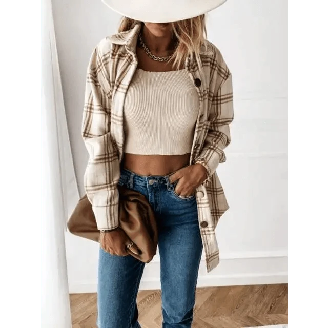 Stevvex Women's Oversized Plaid Shirt Jacket – product image 17