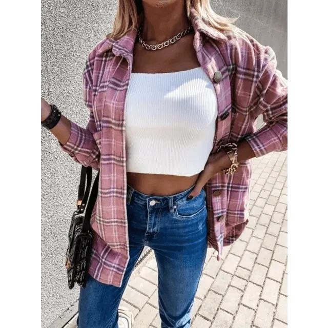 Stevvex Women's Oversized Plaid Shirt Jacket – product image 6