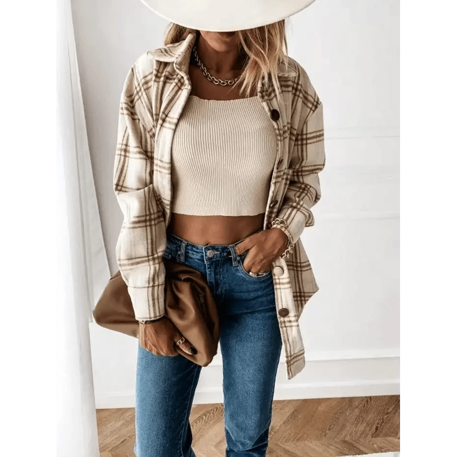 Stevvex Women's Oversized Plaid Shirt Jacket – product image 2