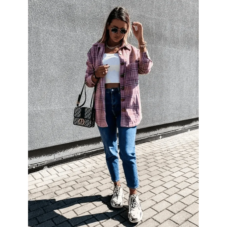 Stevvex Women's Oversized Plaid Shirt Jacket – product image 14