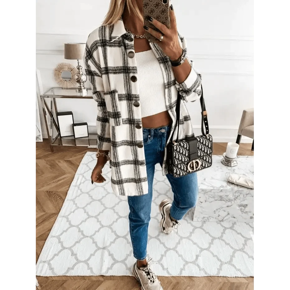 Stevvex Women's Oversized Plaid Shirt Jacket – product image 19